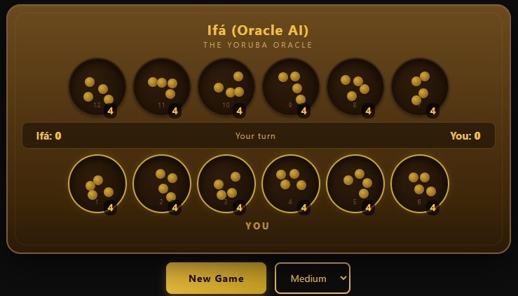 Oware strategy game rebuilt by Dr. Ley Sylvester using Oracle AI Database and Oracle APEX